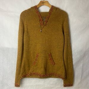 The Alpaca Connection Mustard V-Neck Women's Hoodie Sweater